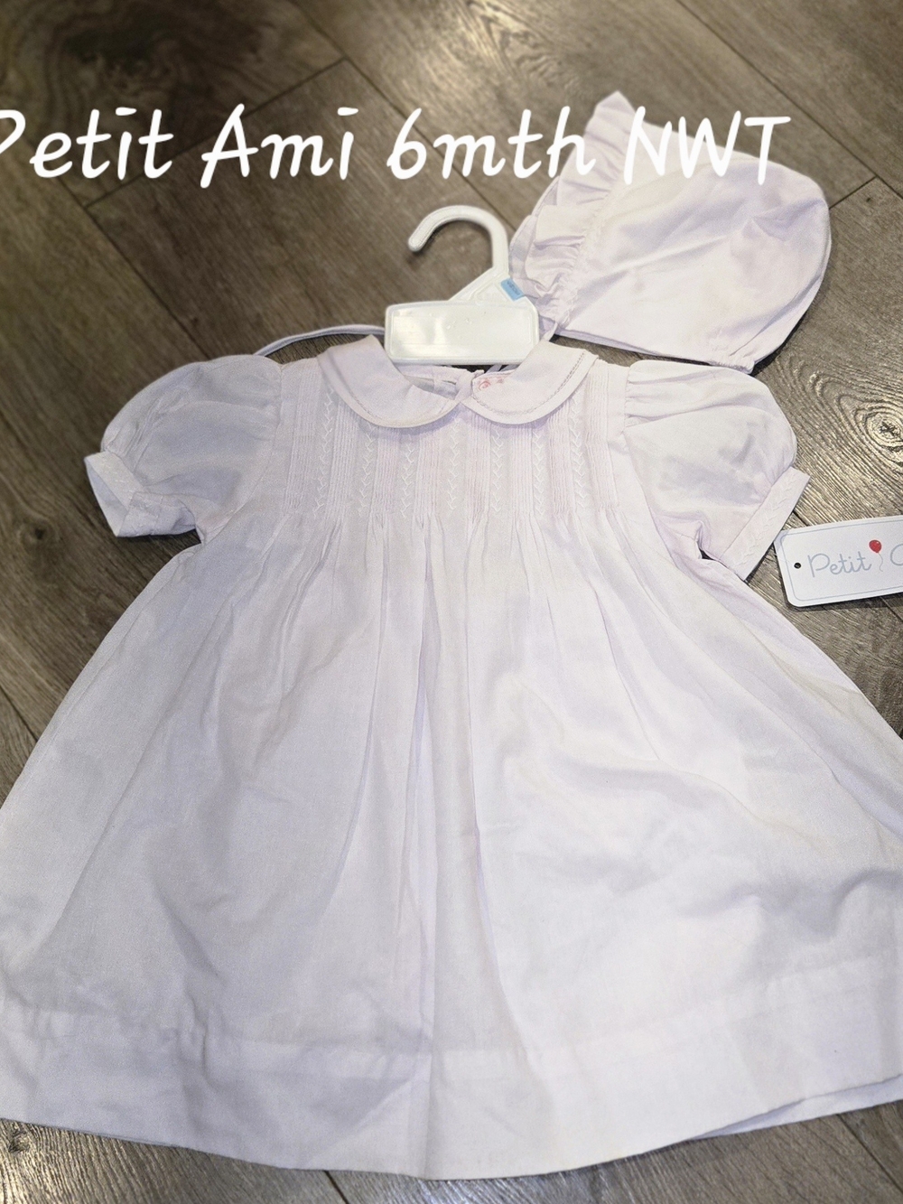 Petit Ami Baby Dress with Bonnet - Light Pink New With Tags